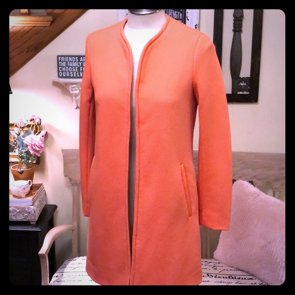 H & M Coral Open Front Jacket with Pockets